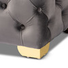 Baxton Studio Avara Gray Velvet Upholstered Gold Finished Tufted Bench Ottoman 154-9370